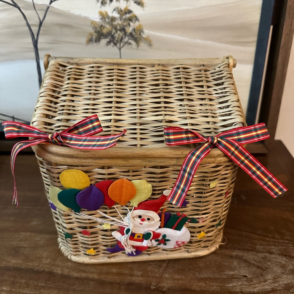 Vintage Christmas and Birthday Card Basket